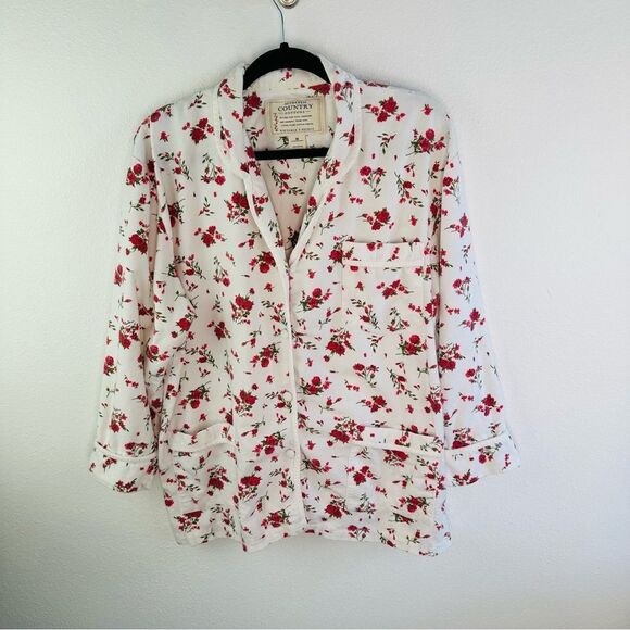 Victorias Secret Country Cottons Red White Floral Sleep Shirt Size M VTG 90’s - Picture 1 of 3